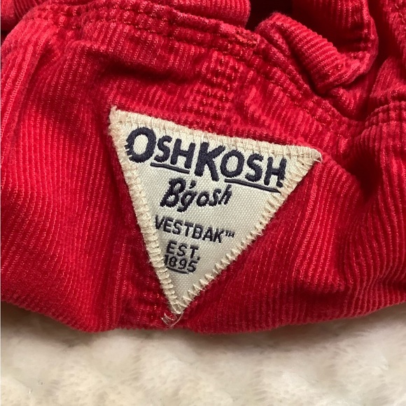Vintage Oshkosh B Gosh Red Overalls With White Bow 9 Months - Picture 5 of 6